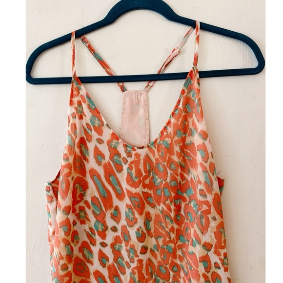 Lovers & Friends Asymmetric Racerback Tank Dress in Coral Cheetah Size XS - Picture 2 of 13